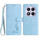 For Redmi Note 14 Pro 4G Skin Feel Embossed Feather Leather Phone Case(Light Blue)