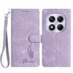For Redmi Note 14 Pro 4G Skin Feel Embossed Feather Leather Phone Case(Purple)