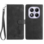 For Redmi Note 14 Pro 4G Skin Feel Embossed Feather Leather Phone Case(Black)
