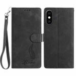 For iPhone XS / X Skin Feel Embossed Feather Leather Phone Case(Black)