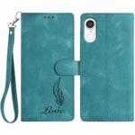 For iPhone XR Skin Feel Embossed Feather Leather Phone Case(Green)