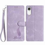 For iPhone XR Skin Feel Embossed Feather Leather Phone Case(Purple)