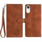 For iPhone XR Skin Feel Embossed Feather Leather Phone Case(Brown)