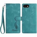 For iPhone SE 2022 / SE 2020 / 8 / 7 Skin Feel Embossed Feather Leather Phone Case(Green)