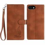 For iPhone SE 2022 / SE 2020 / 8 / 7 Skin Feel Embossed Feather Leather Phone Case(Brown)