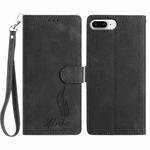 For iPhone 8 Plus / 7 Plus Skin Feel Embossed Feather Leather Phone Case(Black)