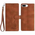 For iPhone 8 Plus / 7 Plus Skin Feel Embossed Feather Leather Phone Case(Brown)