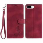For iPhone 8 Plus / 7 Plus Skin Feel Embossed Feather Leather Phone Case(Red)