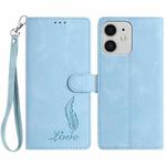 For iPhone 11 Skin Feel Embossed Feather Leather Phone Case(Light Blue)
