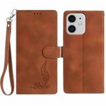 For iPhone 11 Skin Feel Embossed Feather Leather Phone Case(Brown)