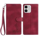For iPhone 11 Skin Feel Embossed Feather Leather Phone Case(Red)