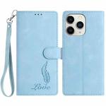 For iPhone 11 Pro Skin Feel Embossed Feather Leather Phone Case(Light Blue)