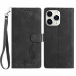 For iPhone 11 Pro Skin Feel Embossed Feather Leather Phone Case(Black)