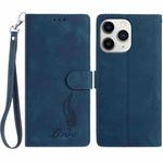 For iPhone 11 Pro Skin Feel Embossed Feather Leather Phone Case(Dark Blue)