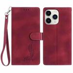 For iPhone 11 Pro Skin Feel Embossed Feather Leather Phone Case(Red)