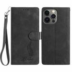 For iPhone 12 / 12 Pro Skin Feel Embossed Feather Leather Phone Case(Black)