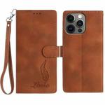 For iPhone 12 / 12 Pro Skin Feel Embossed Feather Leather Phone Case(Brown)