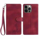 For iPhone 12 / 12 Pro Skin Feel Embossed Feather Leather Phone Case(Red)