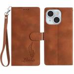 For iPhone 13 Skin Feel Embossed Feather Leather Phone Case(Brown)