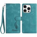 For iPhone 13 Pro Skin Feel Embossed Feather Leather Phone Case(Green)