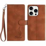For iPhone 13 Pro Skin Feel Embossed Feather Leather Phone Case(Brown)