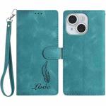 For iPhone 14 Skin Feel Embossed Feather Leather Phone Case(Green)
