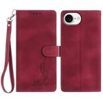 For iPhone 16e Skin Feel Embossed Feather Leather Phone Case(Red)