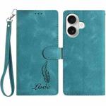 For iPhone 17 Skin Feel Embossed Feather Leather Phone Case(Green)