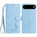 For iPhone 17 Air Skin Feel Embossed Feather Leather Phone Case(Light Blue)