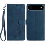 For iPhone 17 Air Skin Feel Embossed Feather Leather Phone Case(Dark Blue)