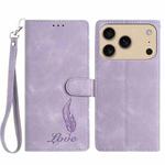 For iPhone 17 Pro Skin Feel Embossed Feather Leather Phone Case(Purple)