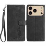 For iPhone 17 Pro Skin Feel Embossed Feather Leather Phone Case(Black)
