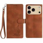 For iPhone 17 Pro Skin Feel Embossed Feather Leather Phone Case(Brown)