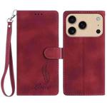 For iPhone 17 Pro Skin Feel Embossed Feather Leather Phone Case(Red)