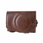 For Canon PowerShot SX740 HS Retro Pull Up Leather Full Body Camera Case Bag with Strap(Coffee)