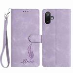 For Samsung Galaxy F06 5G Skin Feel Embossed Feather Leather Phone Case(Purple)