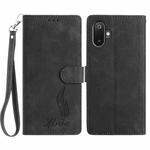 For Samsung Galaxy F06 5G Skin Feel Embossed Feather Leather Phone Case(Black)