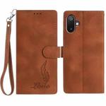 For Samsung Galaxy F06 5G Skin Feel Embossed Feather Leather Phone Case(Brown)