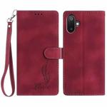 For Samsung Galaxy F06 5G Skin Feel Embossed Feather Leather Phone Case(Red)