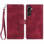 For Samsung Galaxy F16 5G Skin Feel Embossed Feather Leather Phone Case(Red)