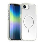 For iPhone 16e Candy Diamond Magsafe Frosted PC Hybrid TPU Phone Case(White)