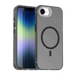 For iPhone 16e Candy Diamond Magsafe Frosted PC Hybrid TPU Phone Case(Black)