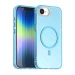 For iPhone 16e Candy Diamond Magsafe Frosted PC Hybrid TPU Phone Case(Blue)