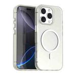 For iPhone 16 Pro Candy Diamond Magsafe Frosted PC Hybrid TPU Phone Case(White)
