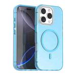 For iPhone 16 Pro Candy Diamond Magsafe Frosted PC Hybrid TPU Phone Case(Blue)