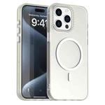 For iPhone 15 Pro Candy Diamond Magsafe Frosted PC Hybrid TPU Phone Case(White)