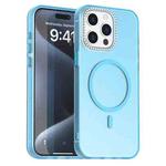 For iPhone 15 Pro Candy Diamond Magsafe Frosted PC Hybrid TPU Phone Case(Blue)