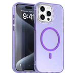 For iPhone 15 Pro Candy Diamond Magsafe Frosted PC Hybrid TPU Phone Case(Purple)