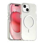 For iPhone 15 Plus Candy Diamond Magsafe Frosted PC Hybrid TPU Phone Case(White)