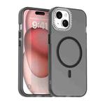 For iPhone 15 Plus Candy Diamond Magsafe Frosted PC Hybrid TPU Phone Case(Black)